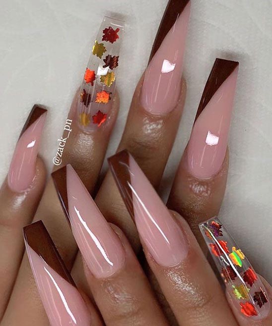 Light Pink and Brown Nails