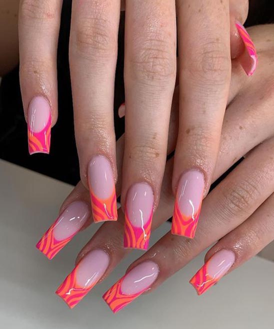 Light Pink and Orange Nails