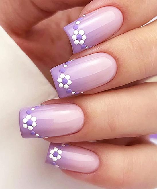 Lilac French Tip Nails Coffin