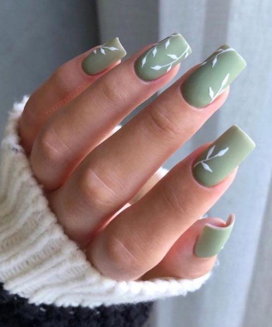 Lime Green and White Nails