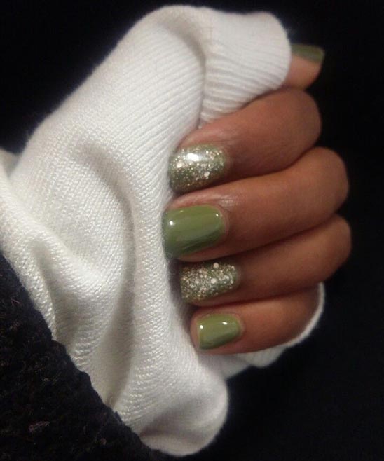 Long Olive Green Nails