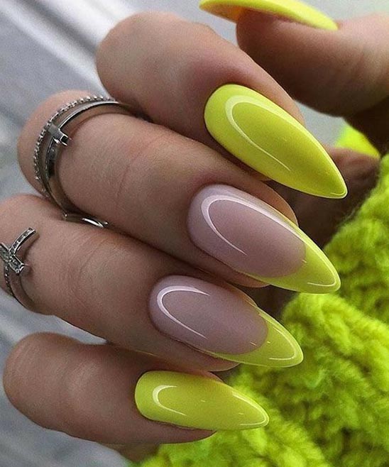 Matte Yellow Almond Nails