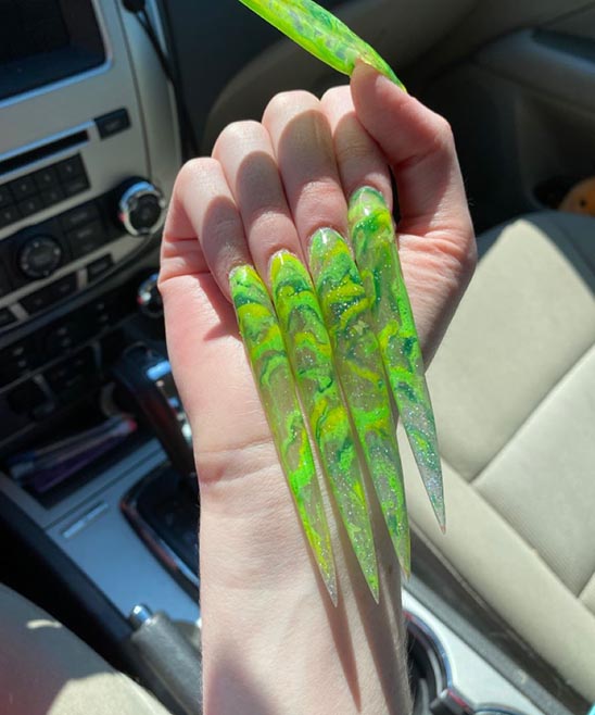 Military Green Stiletto Nails