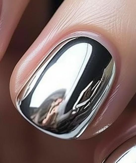 Milky White Nails With Chrome