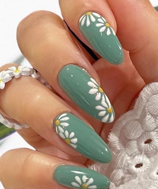 Mint Green and White Ombre Nails