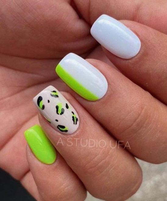 Nail Art Designs With Green and White