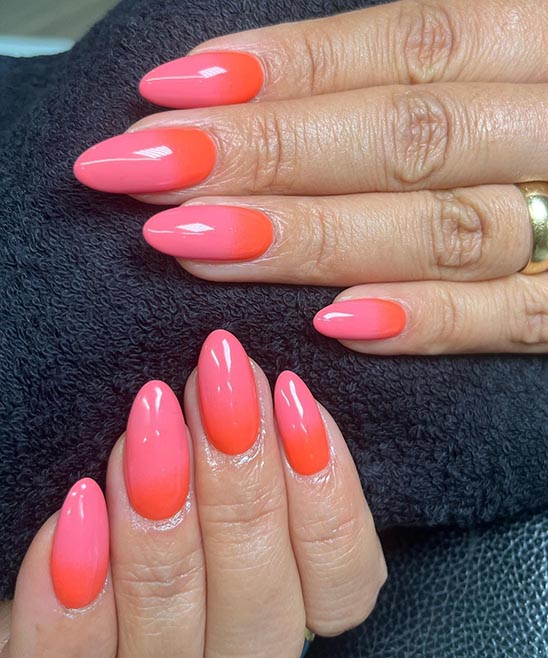 Nail Art Orange and Pink