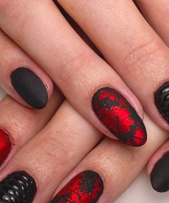 Nail Art Valentine Day Red and Black