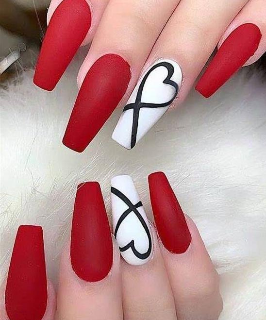 Nail Art Valentine Day Red and Black