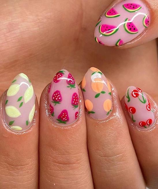 Nail Art With Fruit and Vegetable Design