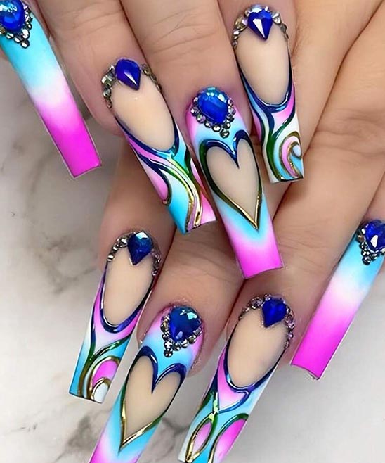 Nail Art With Rhinestones Design