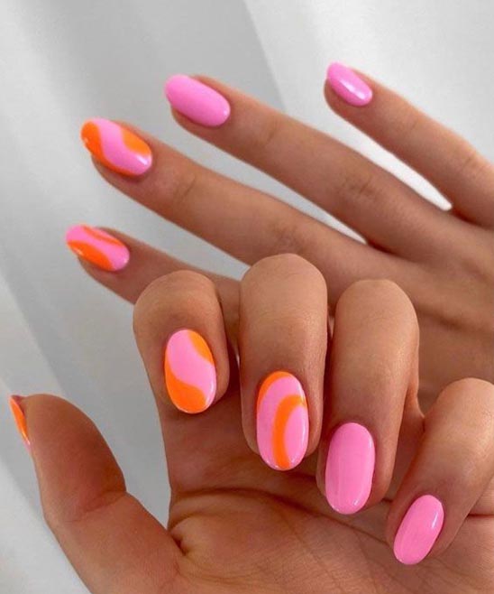 Nail Designs Orange and Pink