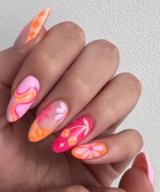 Nail Designs Pink and Orange