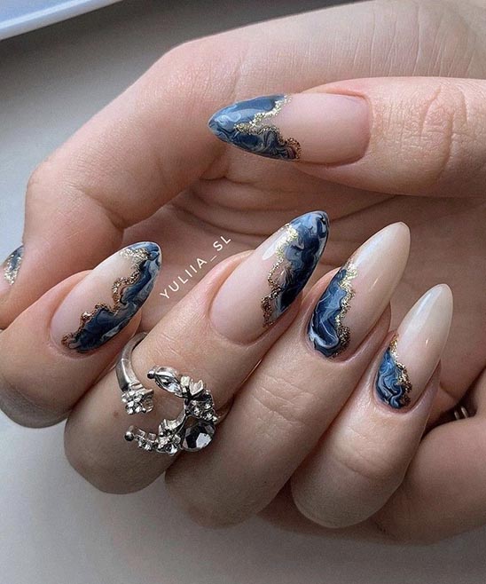 Nails Design With Blue and Black