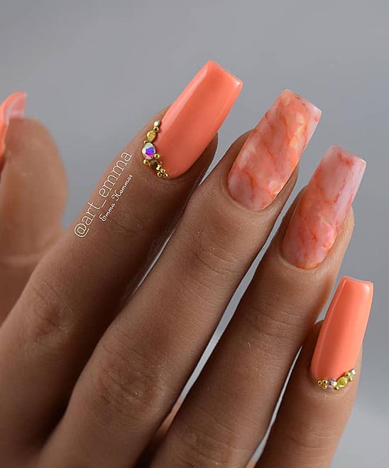 Nails Pink and Orange