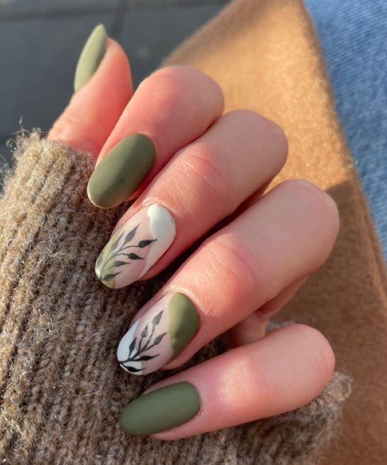 Nails for Olive Green Dress