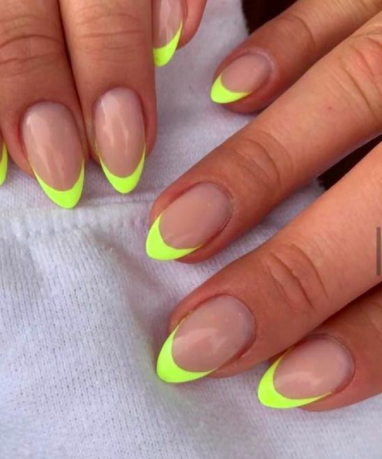 Neon Blue French Tip Nails
