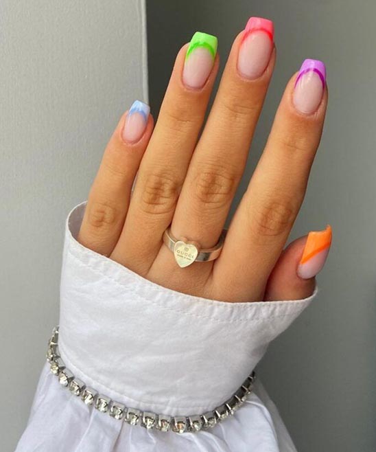 Neon Color French Tip Nails