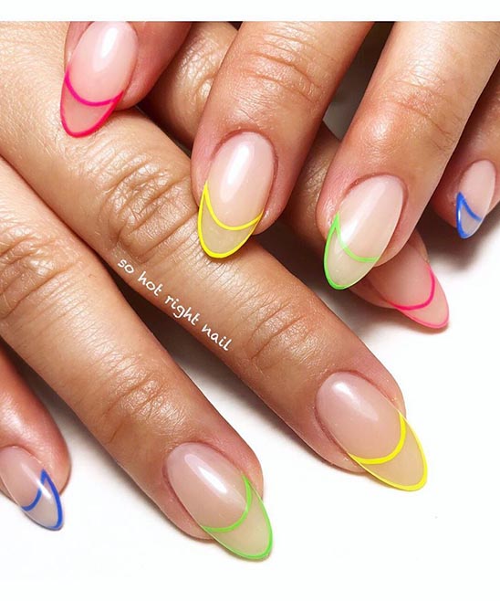 Neon French Tip Acrylic Nails