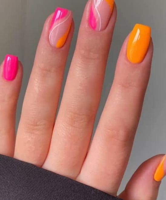 Neon French Tip Almond Nails