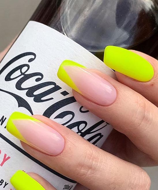Neon French Tip Short Nails