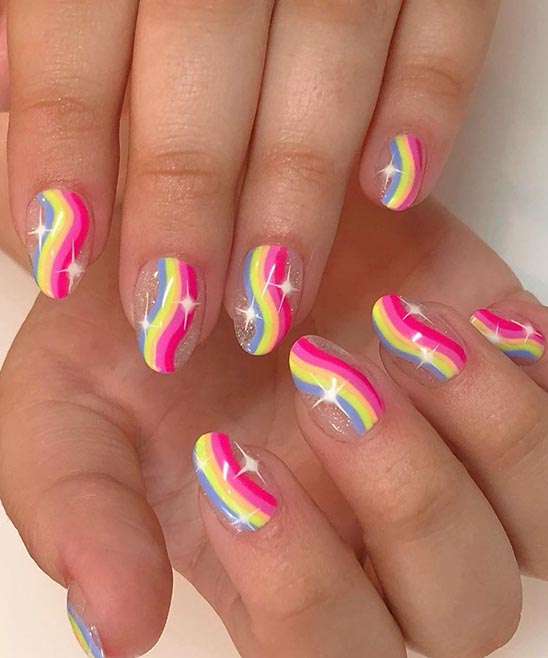 Neon Nail Design French Tip