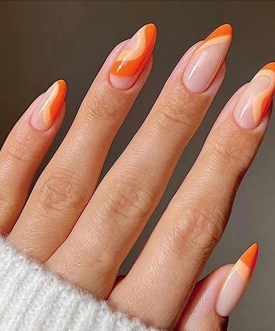 Neon Orange Almond Nails