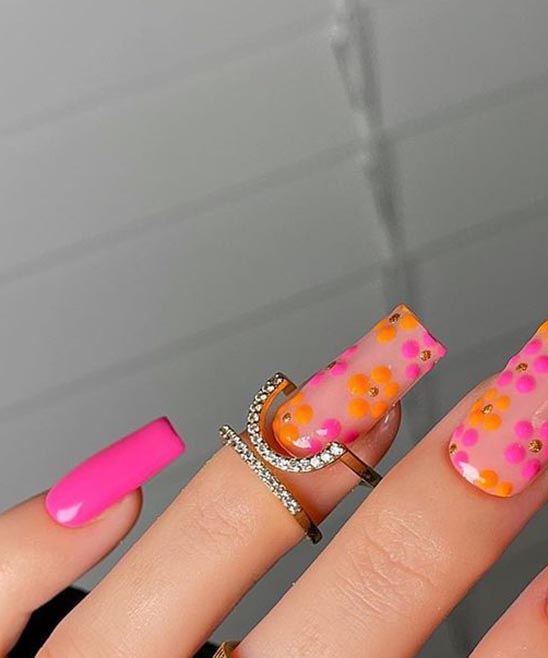 Neon Orange and Neon Pink Nails
