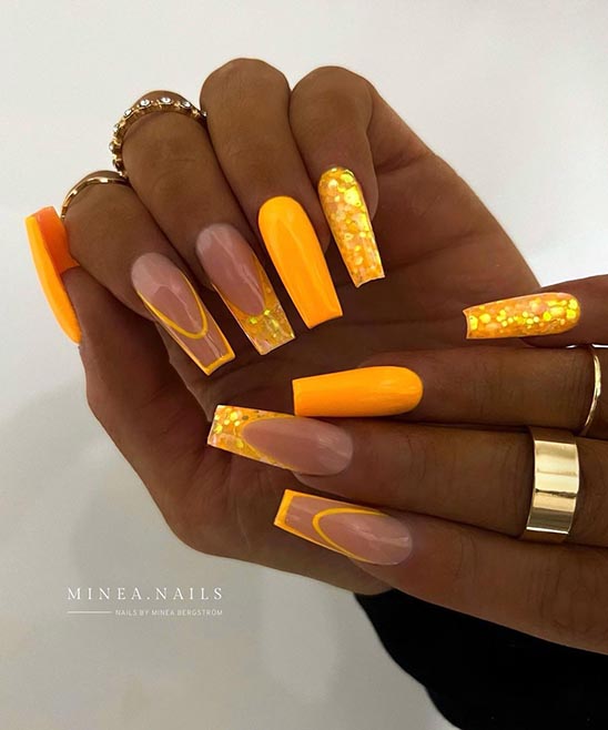 Neon Orange and Yellow Ombre Nails