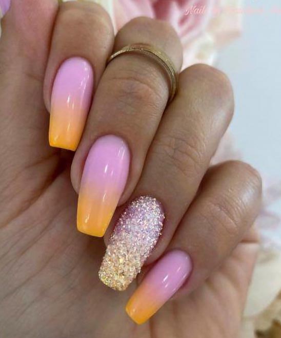 Neon Pink and Orange Nails