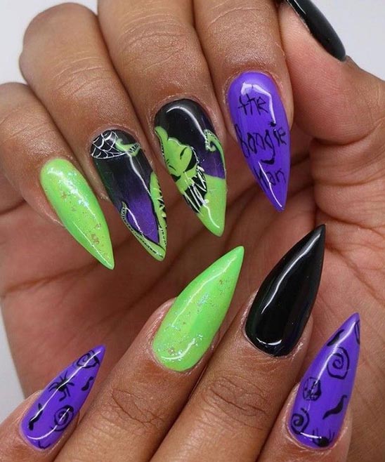 Nightmare Before Christmas Stiletto Nails