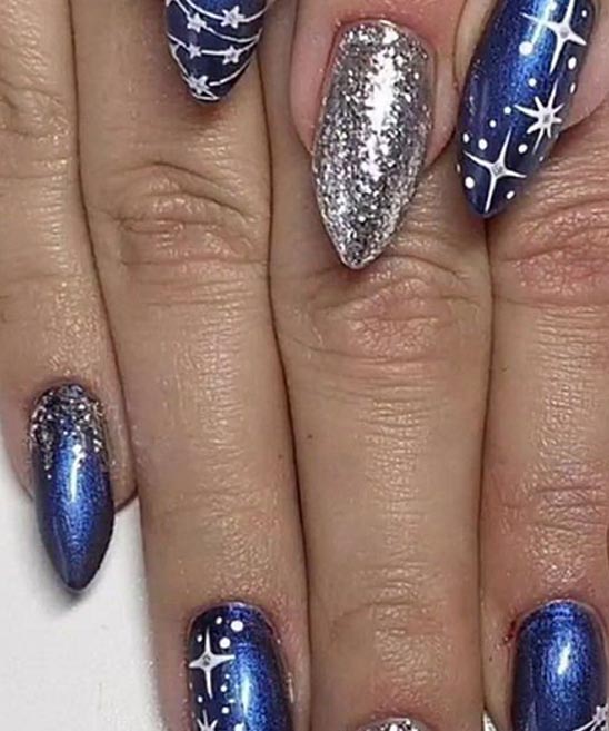 Nighttime Sky Designs for Toe Nails Dark Blue