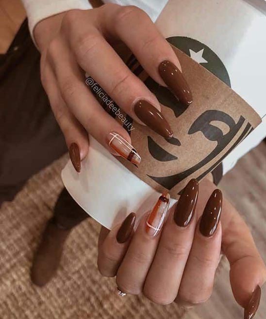 Nude Brown Nail Designs Coffin Long