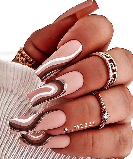Nude Pink Brown Nails Fall