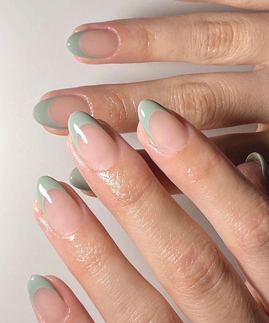 Nude and Gold Almond Nails