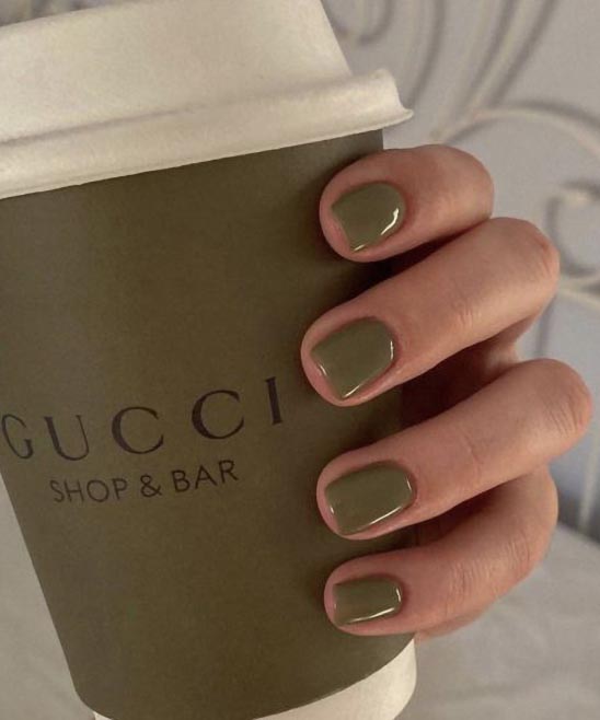 Olive Green Almond Nails