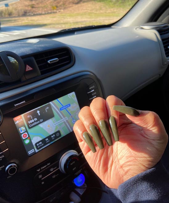 Olive Green Christmas Nails