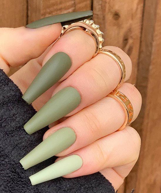 Olive Green Coffin Nails