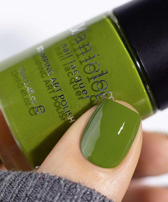Olive Green Stiletto Nails