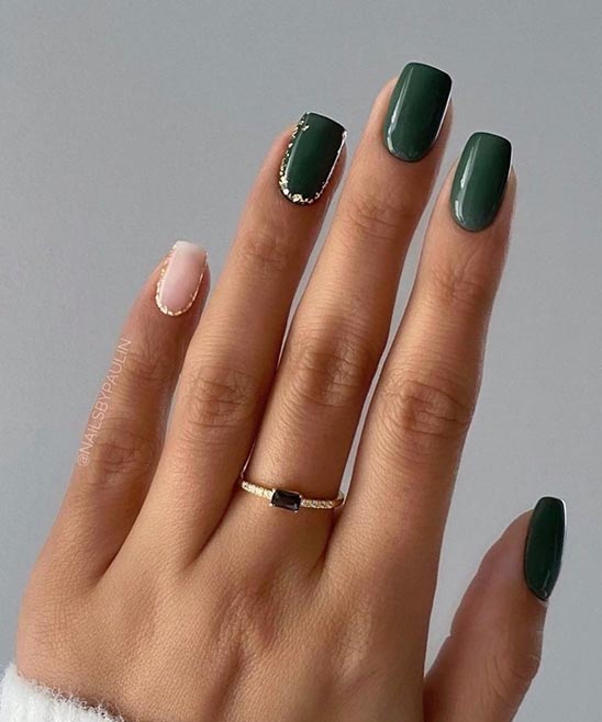 Olive Green and Burgundy Nails