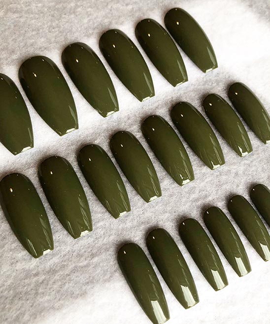 Olive Green and Gold Nails