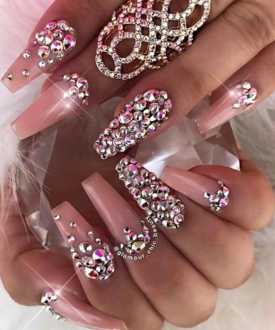 Ombre Nails With Rhinestones