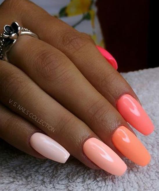 Ombre Orange and Pink Nails