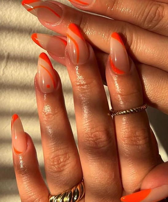 Orange Acrylic Nails Designs