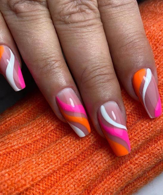 Orange Acrylic Nails