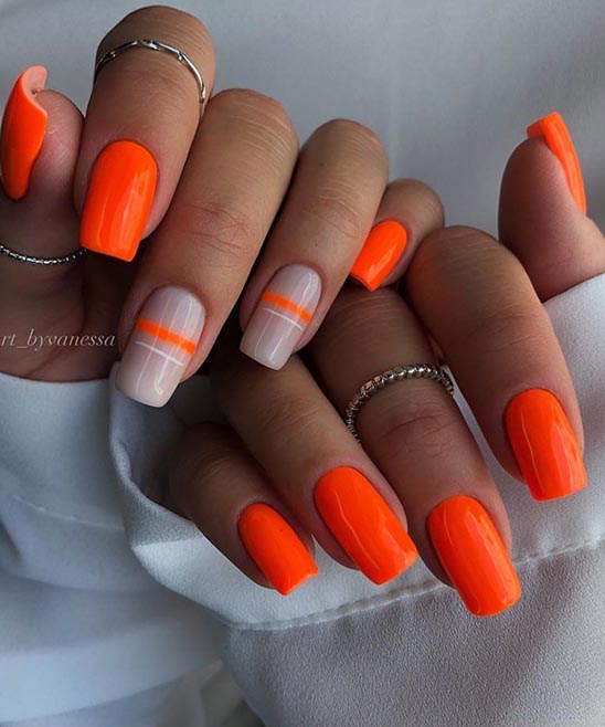 Orange Chrome Nails