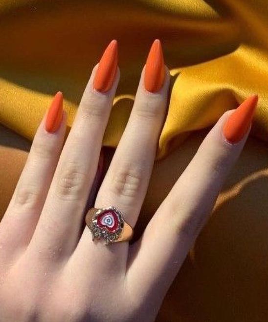 Orange Coffin Nails