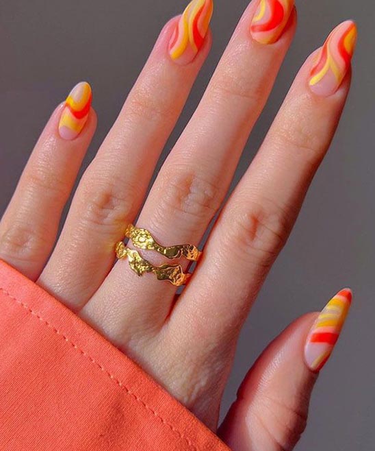 Orange Color Nails for Summer