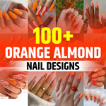 Orange French Tip Nails Almond