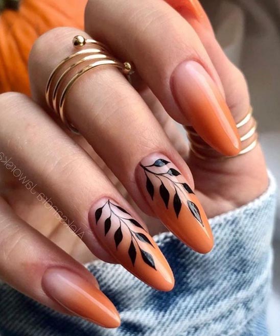 Orange Marble Nails